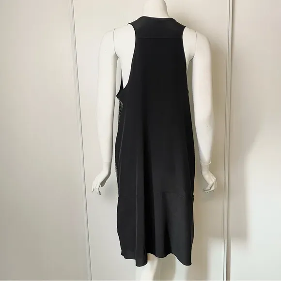 Eileen Fisher 100% Silk U-Neck Sequin Rivulet Black Cocktail Dress- Size Medium