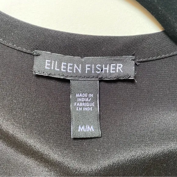 Eileen Fisher 100% Silk U-Neck Sequin Rivulet Black Cocktail Dress- Size Medium