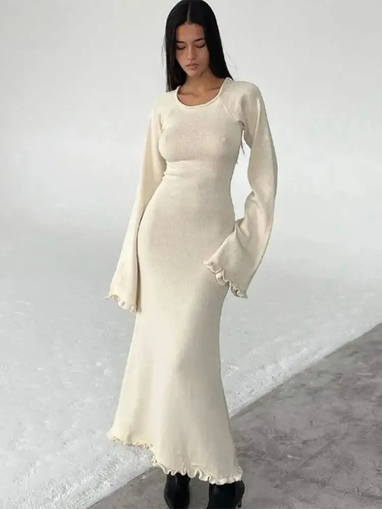 Elegant Flare Sleeve Maxi Dress
