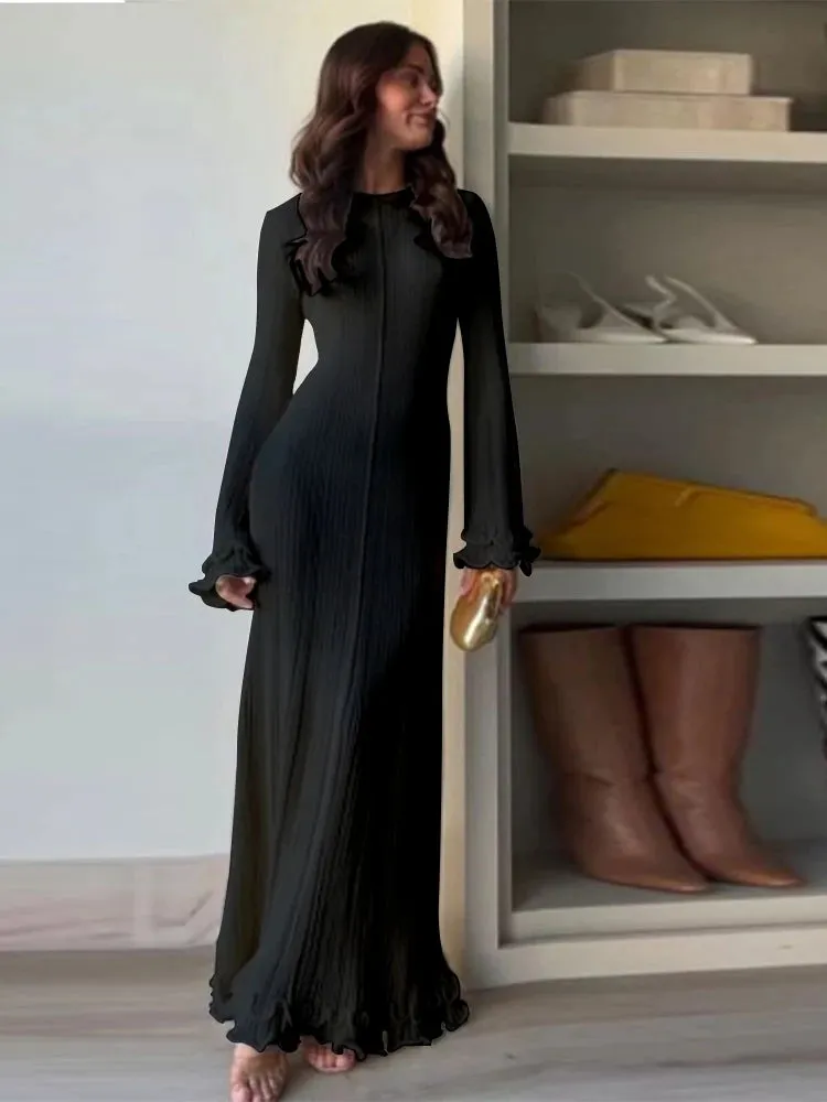 Elegant Flare Sleeve Maxi Dress
