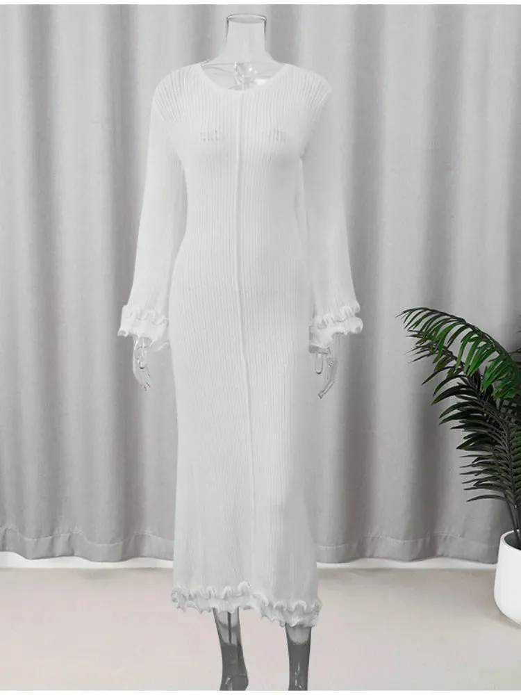 Elegant Flare Sleeve Maxi Dress
