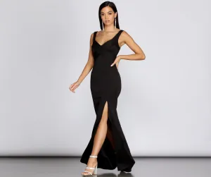 Eliza Formal Stylish Pleated Scuba Dress