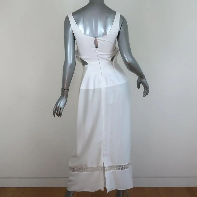 Ellery Voyage Peplum Dress White Cotton Size 2 Sleeveless Cutout-Side Maxi NEW