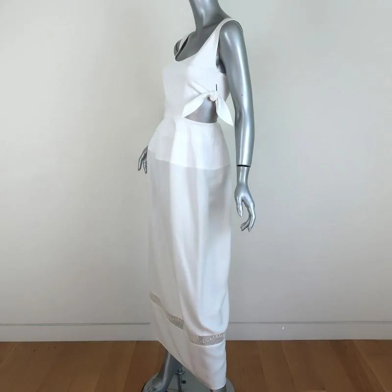 Ellery Voyage Peplum Dress White Cotton Size 2 Sleeveless Cutout-Side Maxi NEW