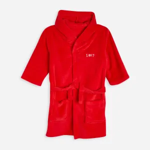 Embroidered Red Classic Dressing Gown