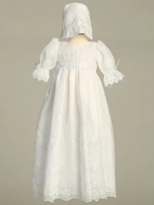 Emily Embroidered Organza Christening Gown