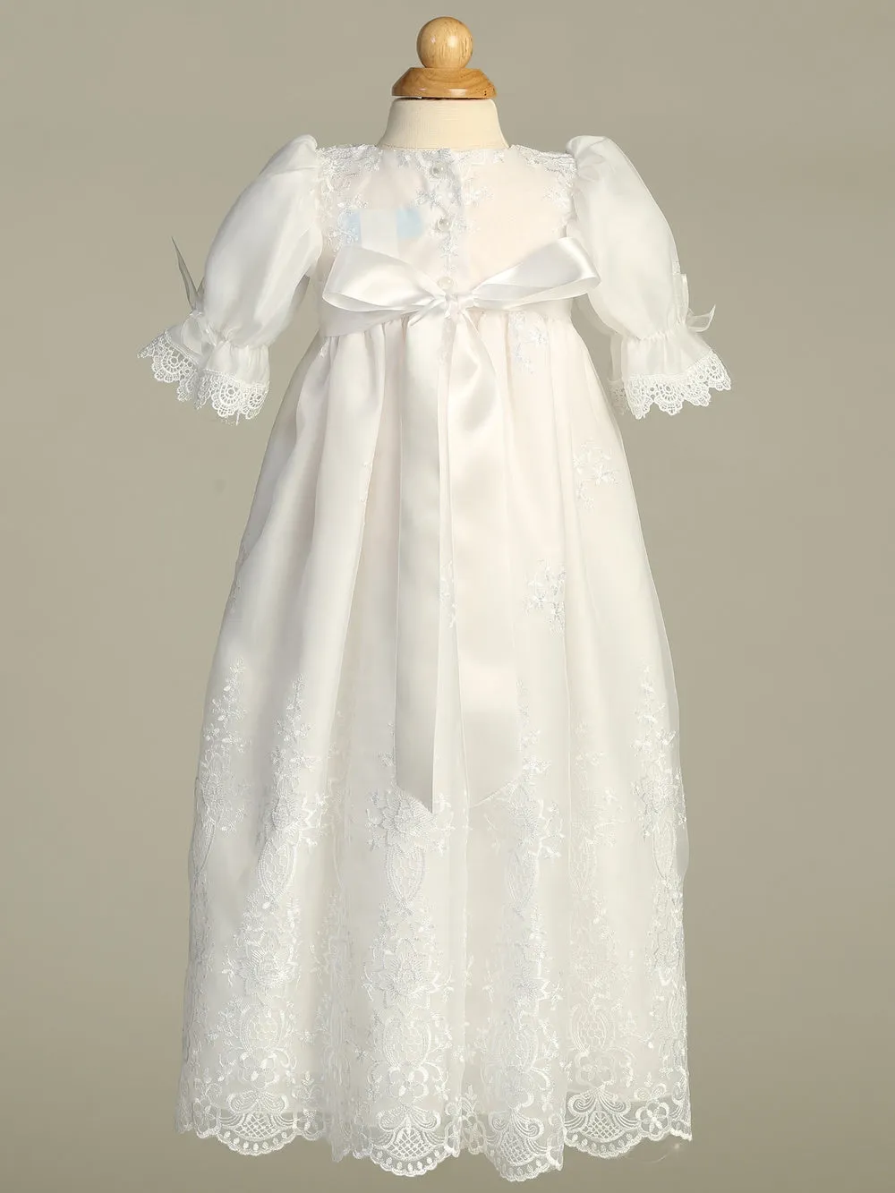 Emily Embroidered Organza Christening Gown