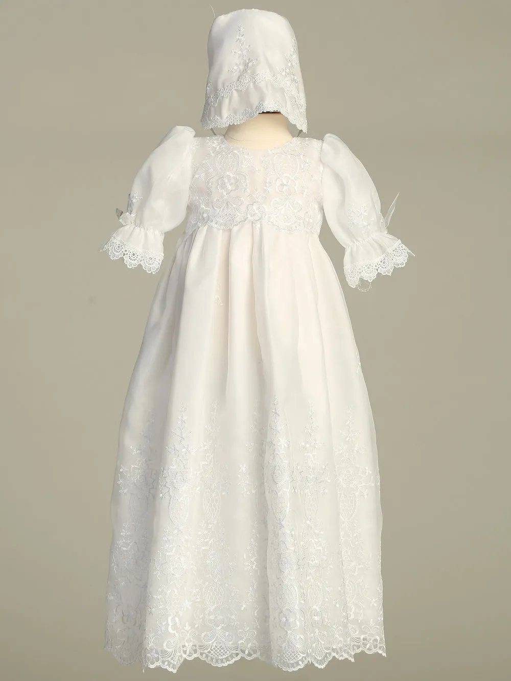 Emily Embroidered Organza Christening Gown
