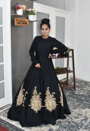 Energetic Black Color Partywear Anarkali gown