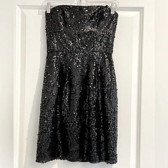 EUC BCBG Carole Black Sequin party dress short Sz. 02