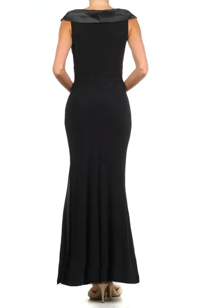 Eureka 2043 Overlapping V-Neck Long Thigh Slit Gown