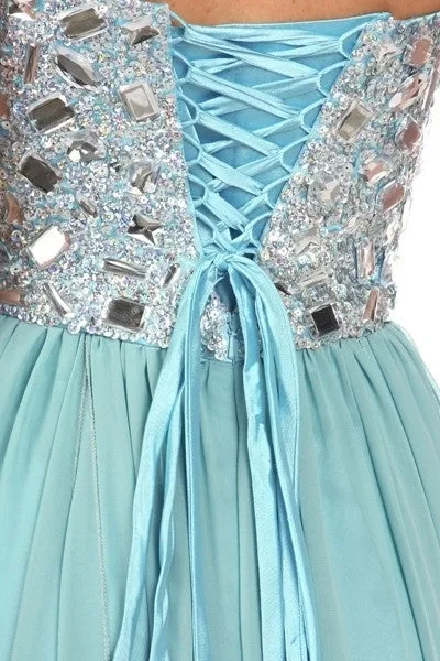 Eureka 2500 Corset Bodice Strapless Thigh Slit Long Gown