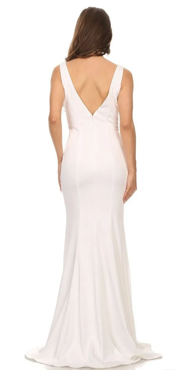 Eureka 6010 Plunging V-Neck Floor Length Mermaid Dress