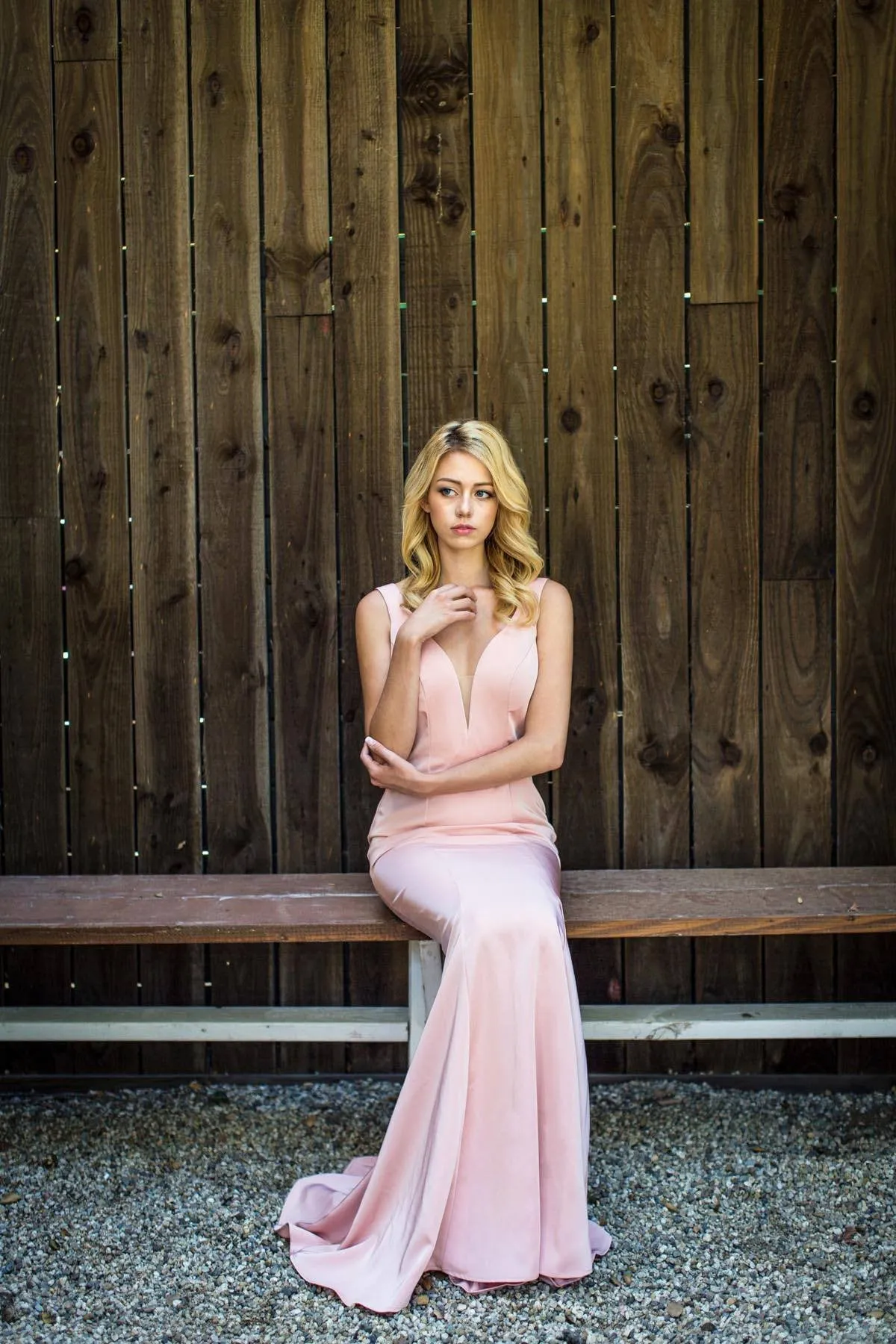 Eureka 6010 Plunging V-Neck Floor Length Mermaid Dress