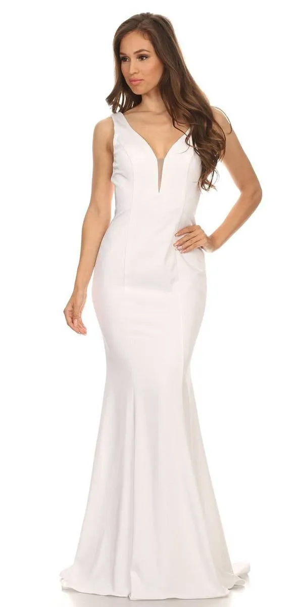 Eureka 6010 Plunging V-Neck Floor Length Mermaid Dress