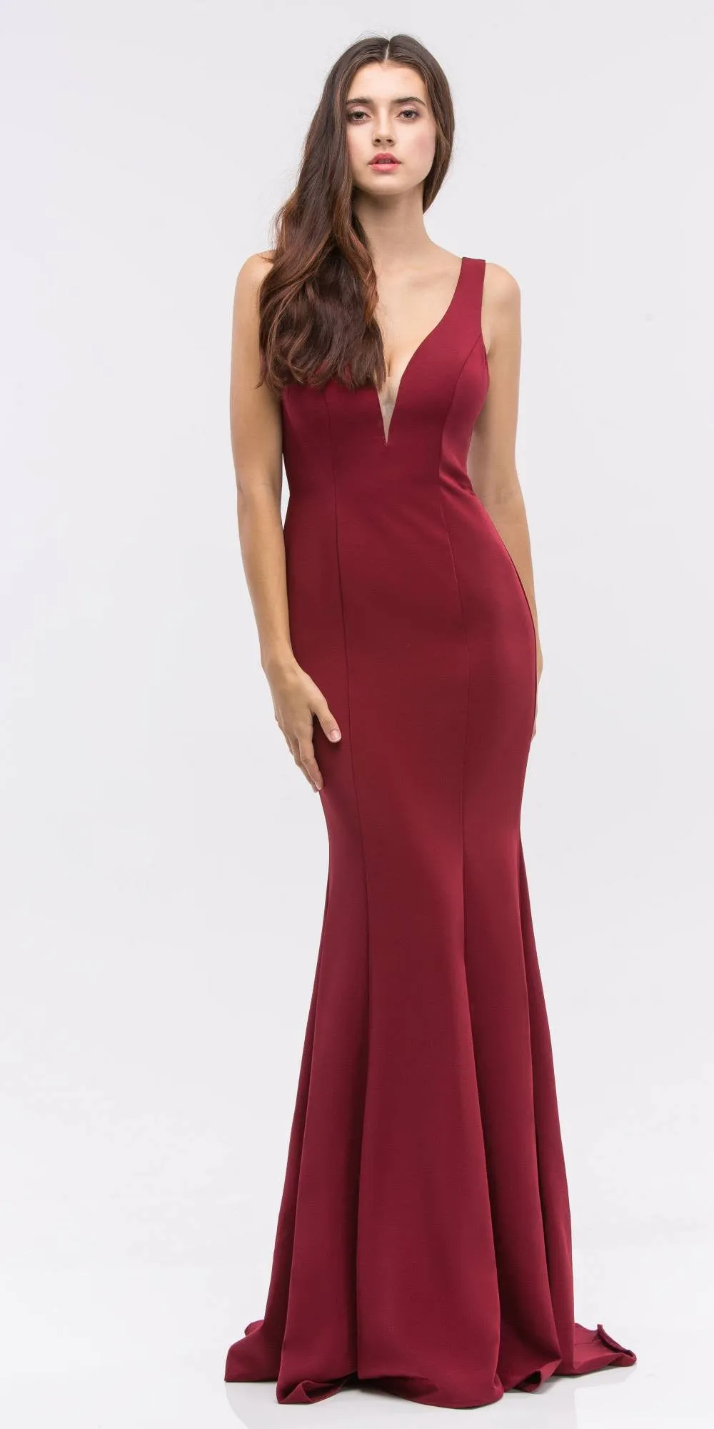 Eureka 6010 Plunging V-Neck Floor Length Mermaid Dress