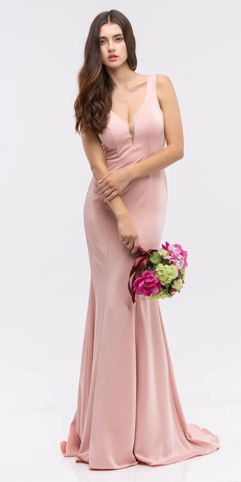 Eureka 6010 Plunging V-Neck Floor Length Mermaid Dress