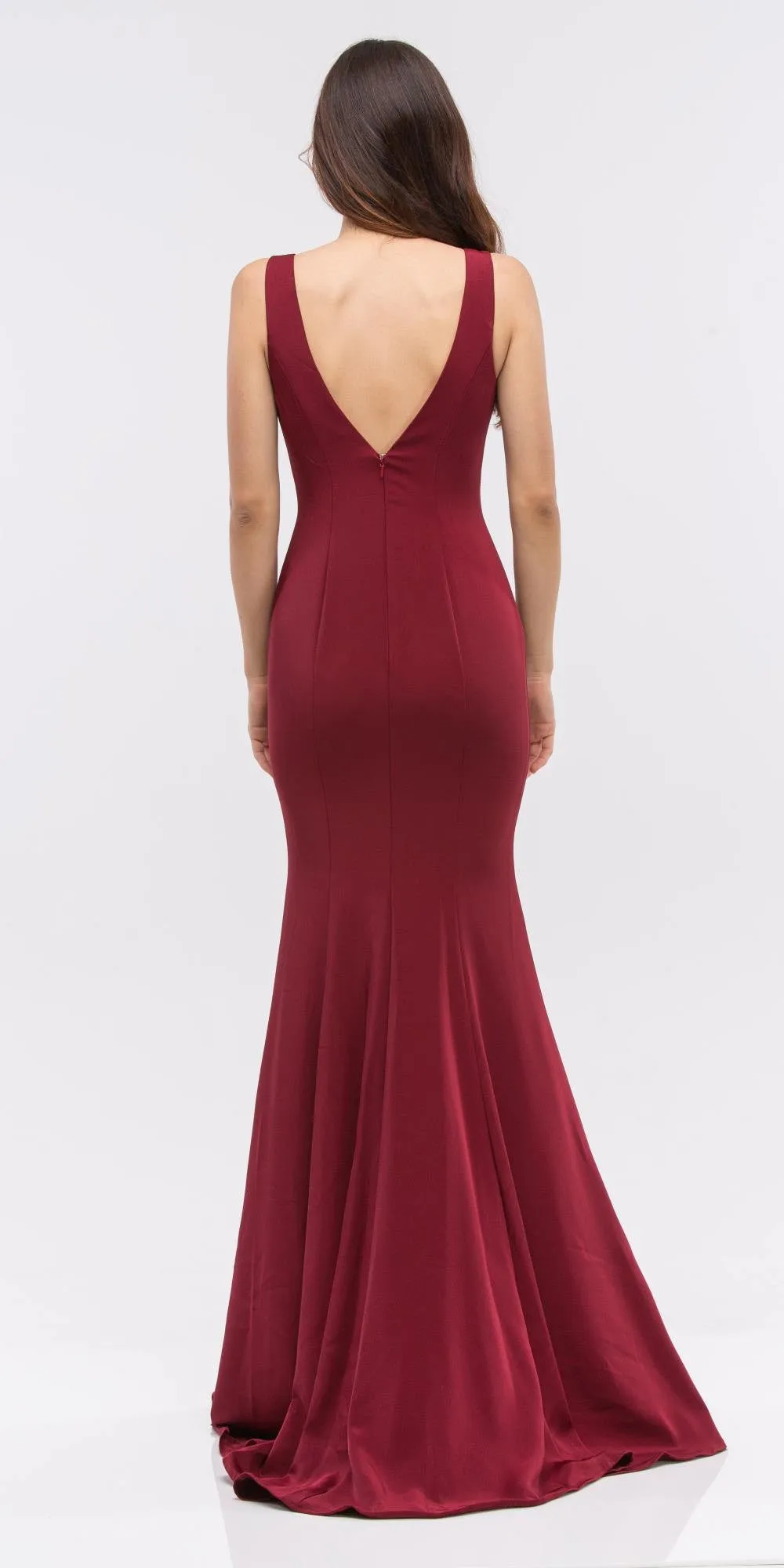 Eureka 6010 Plunging V-Neck Floor Length Mermaid Dress