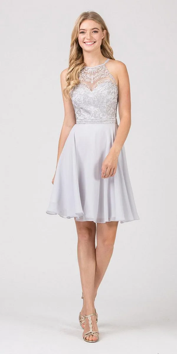Eureka 8222 Halter Short Fit and Flare Homecoming Dress