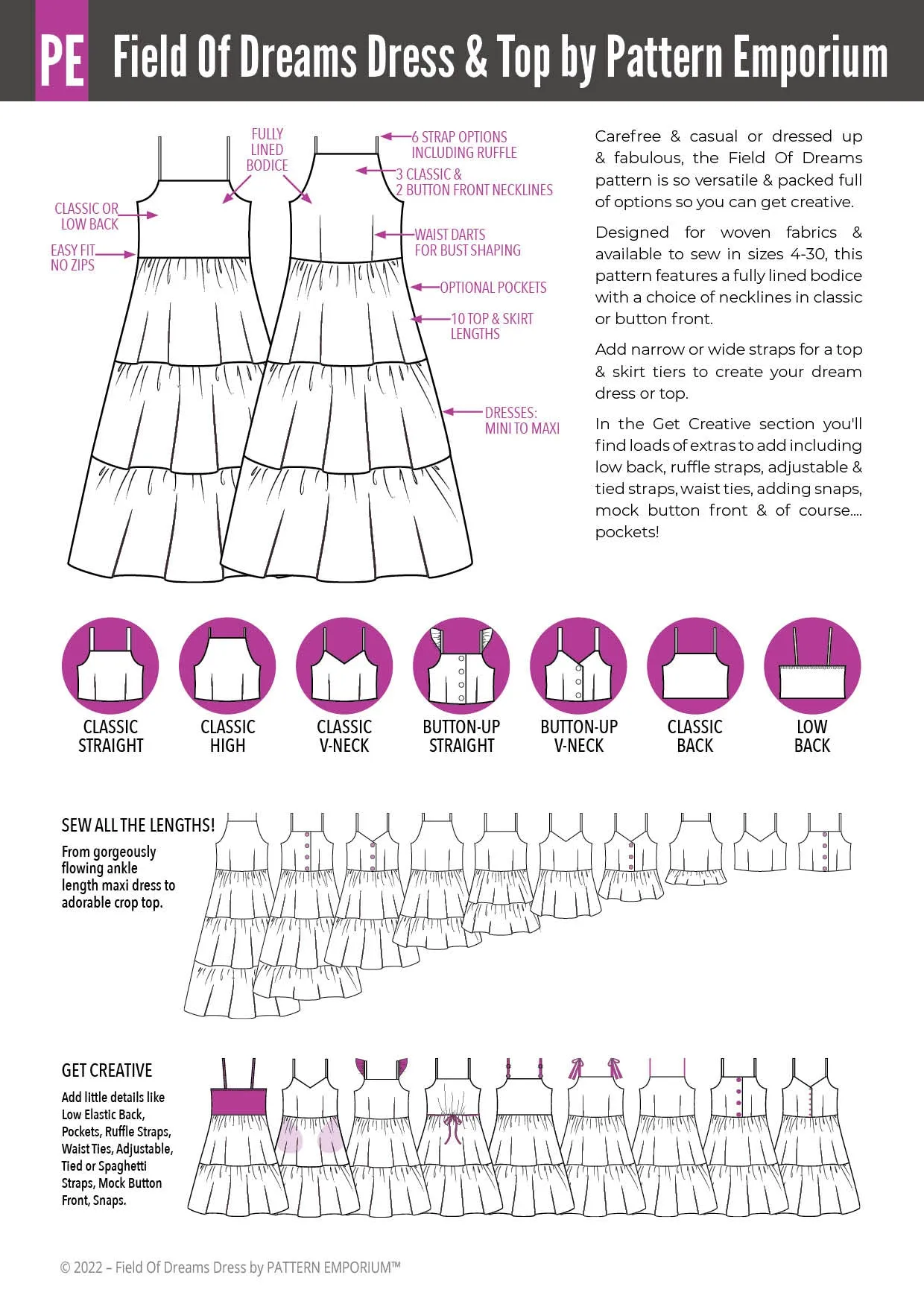 Field Of Dreams | Tiered Dress & Top Sewing Pattern