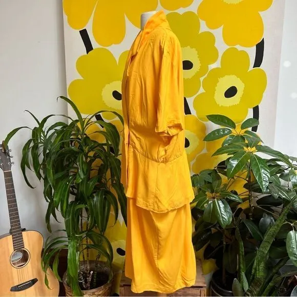 Fierce Plus Size Vintage 1980s Marigold Double Breasted Peplum Suit Midi Dress