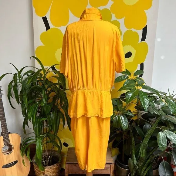 Fierce Plus Size Vintage 1980s Marigold Double Breasted Peplum Suit Midi Dress