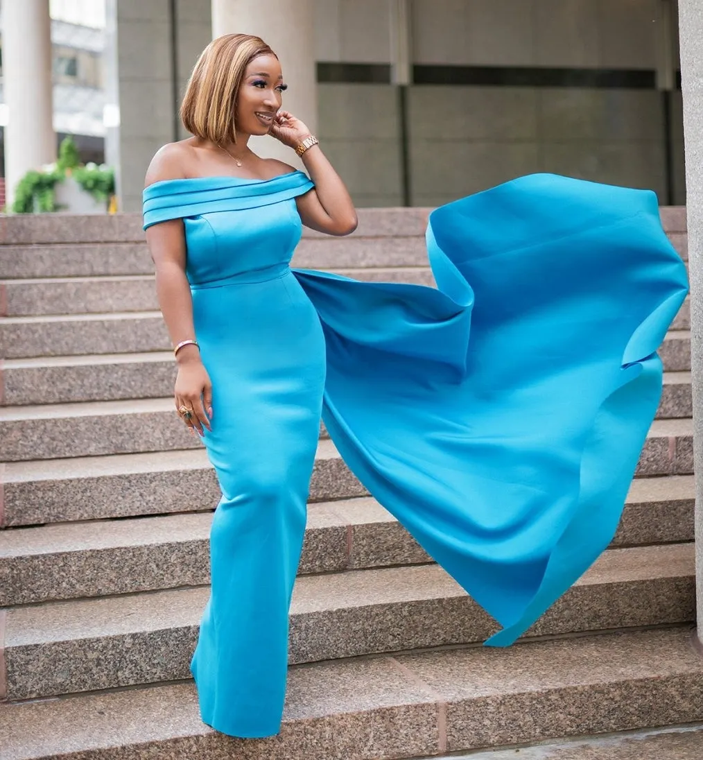 FINAL SALE! Nova Luxe- Side Train Off Shoulder Dress (FINAL SALE! NO RETURN! NO EXCHANGE!)