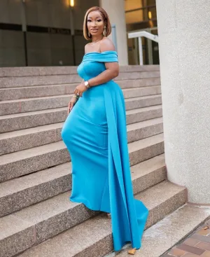 FINAL SALE! Nova Luxe- Side Train Off Shoulder Dress (FINAL SALE! NO RETURN! NO EXCHANGE!)
