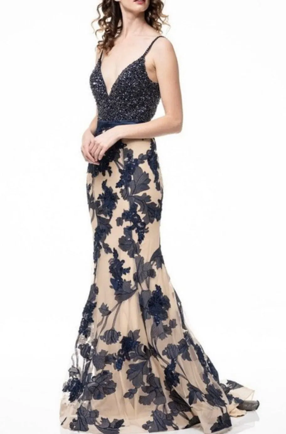 Fiona Navy and Nude Gown