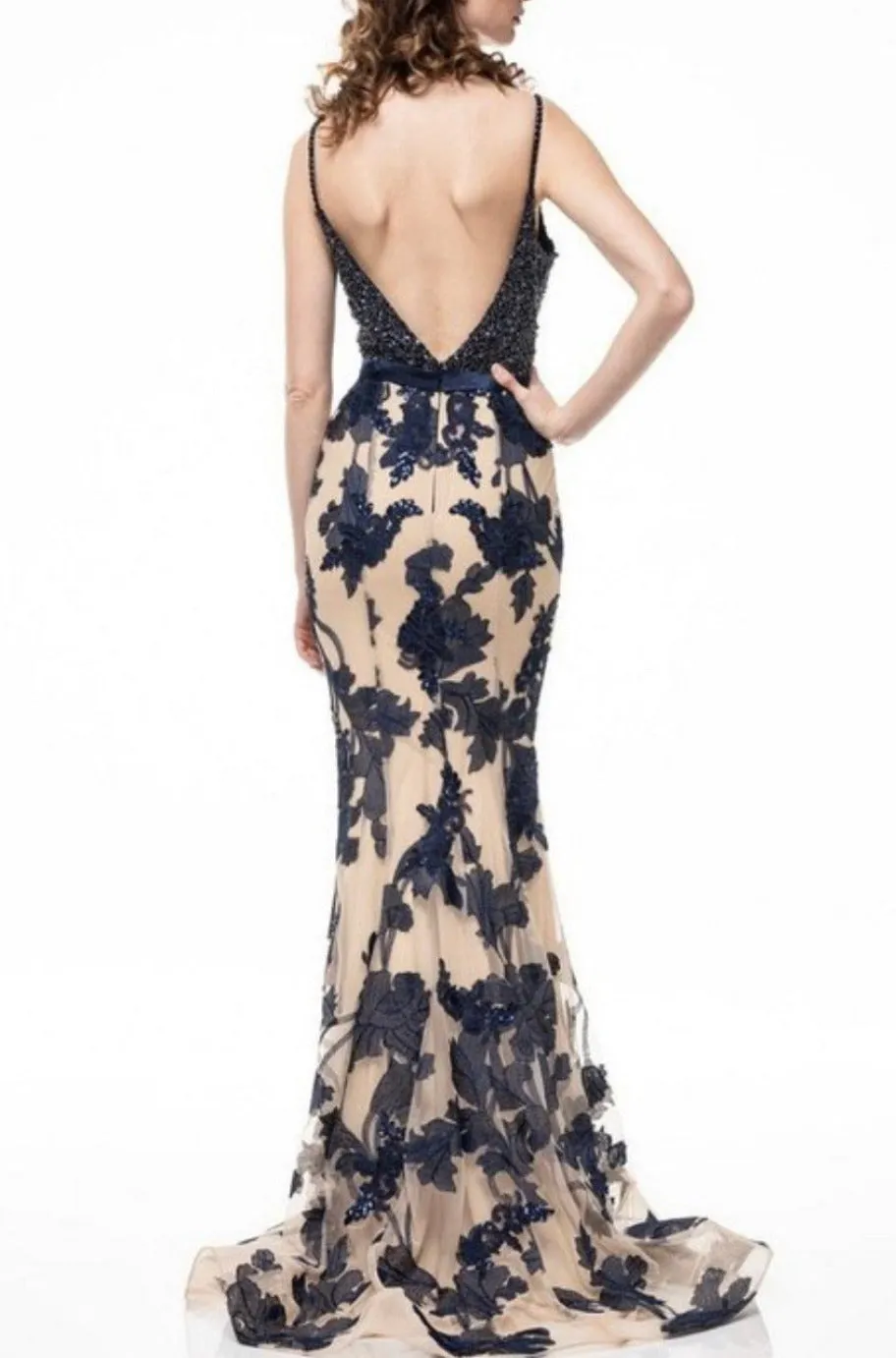 Fiona Navy and Nude Gown
