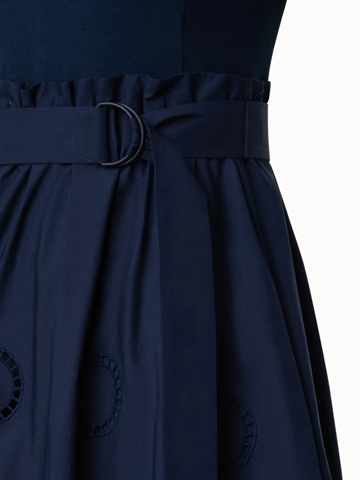 Fit & Flare Circle Embroidery Midi Shirt Dress