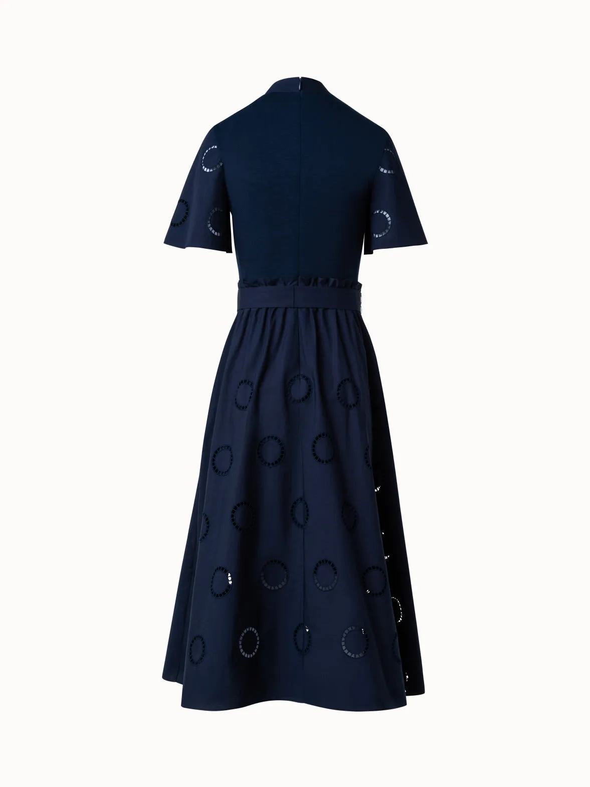 Fit & Flare Circle Embroidery Midi Shirt Dress