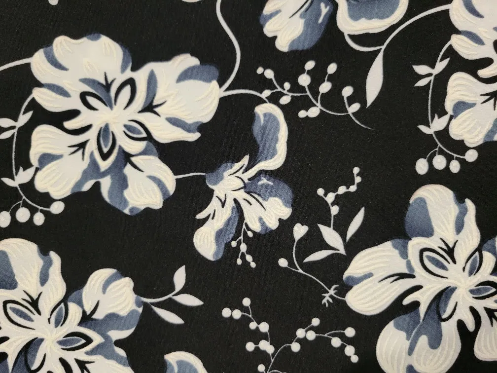 Fit and Flair Black & White Floral Dress