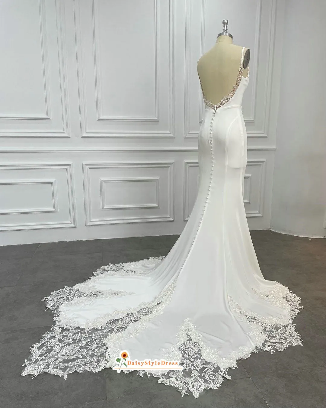 Fit and Flare Spaghetti Straps Summer Wedding Dress