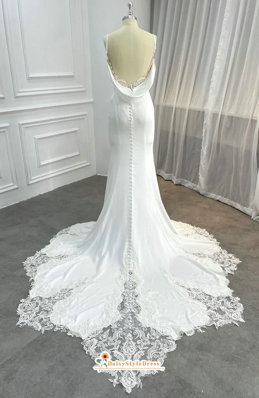 Fit and Flare Spaghetti Straps Summer Wedding Dress