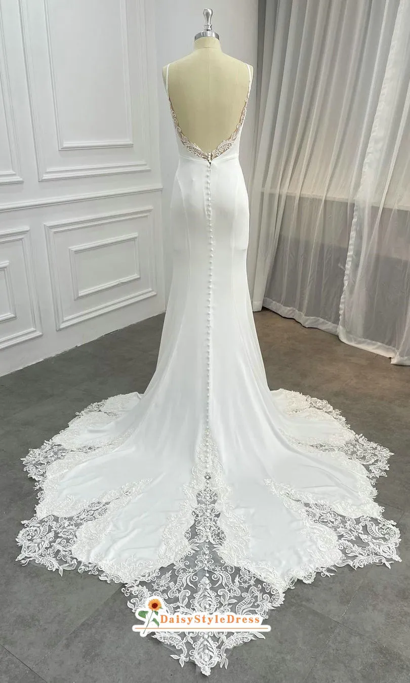 Fit and Flare Spaghetti Straps Summer Wedding Dress