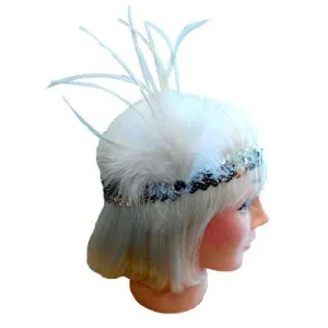 Flapper Headband - Silver/White
