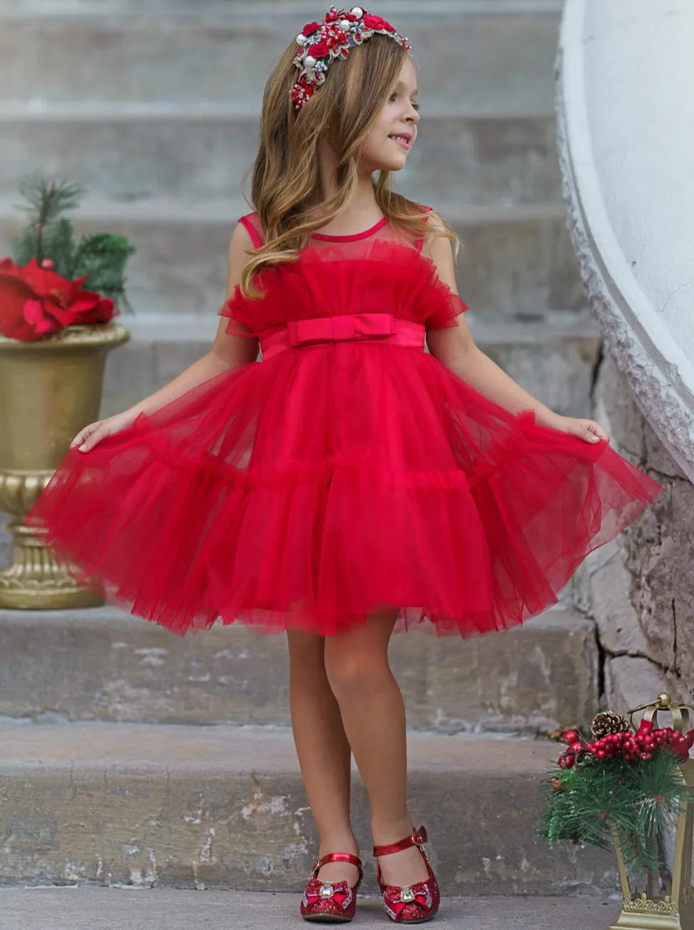 Flawless Frills Trailing Tulle Gown