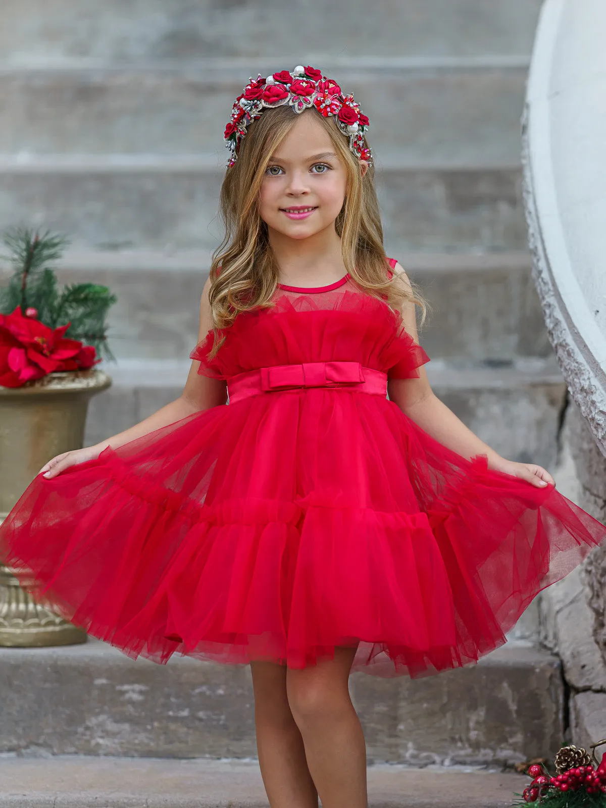 Flawless Frills Trailing Tulle Gown