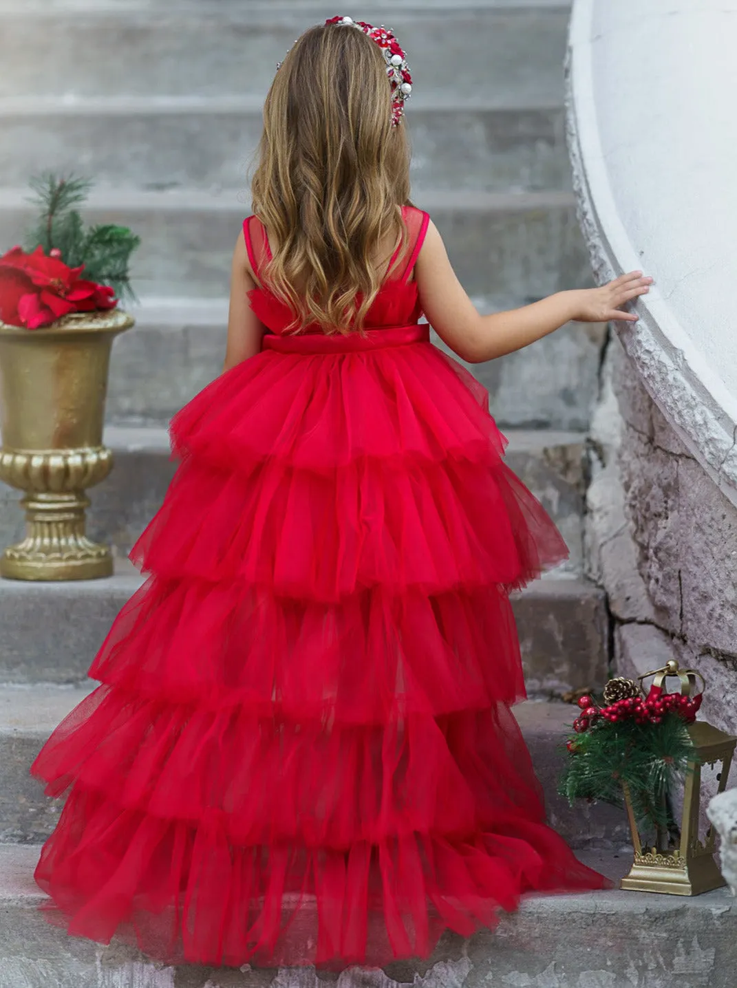 Flawless Frills Trailing Tulle Gown