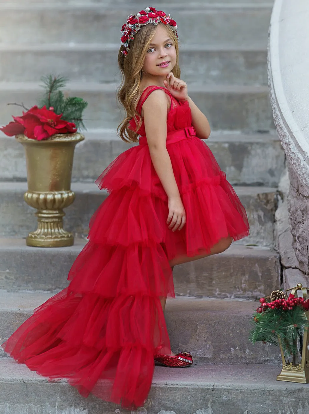 Flawless Frills Trailing Tulle Gown