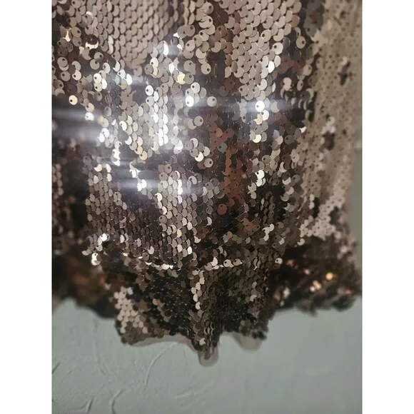 Free People Copper Sequin Dress Size 4 Mini Ruffle Prom