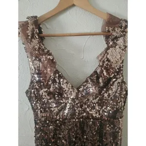 Free People Copper Sequin Dress Size 4 Mini Ruffle Prom