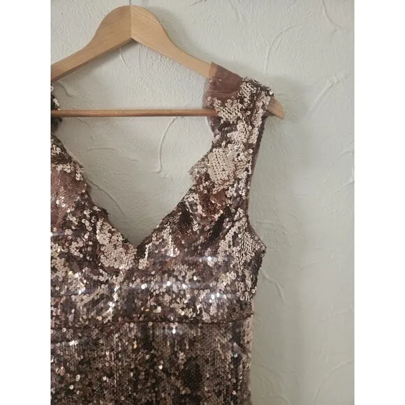 Free People Copper Sequin Dress Size 4 Mini Ruffle Prom