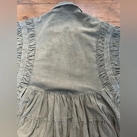 FREE PEOPLE Hampton minidress Green Ruffled Tiered Dress