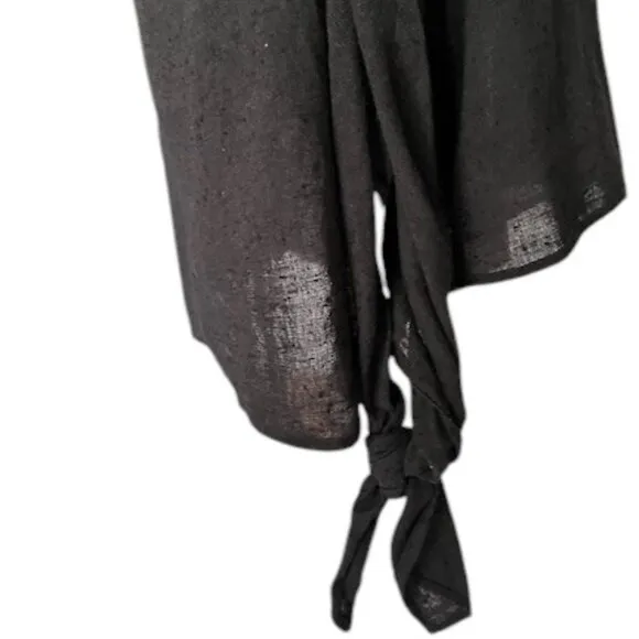 Free People NWOT Women's Asymmetrical Hem Tie Beaded Straps Black Dress Medium