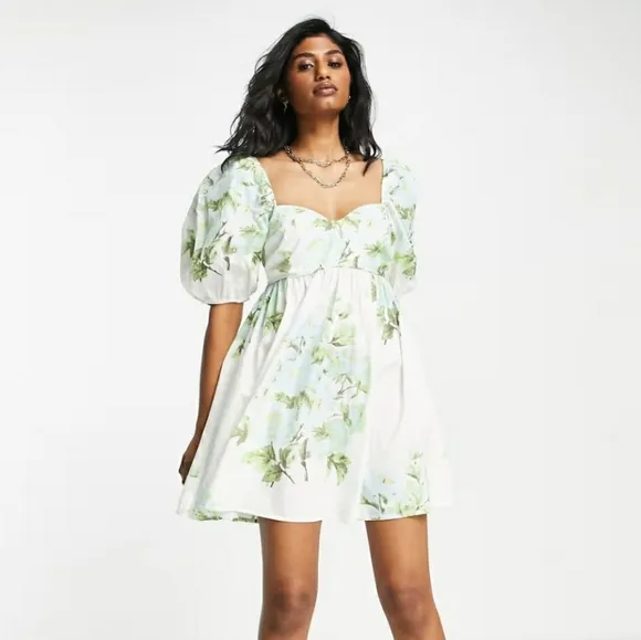 Free People Peony Babydoll Puff Sleeve Dress Size Large