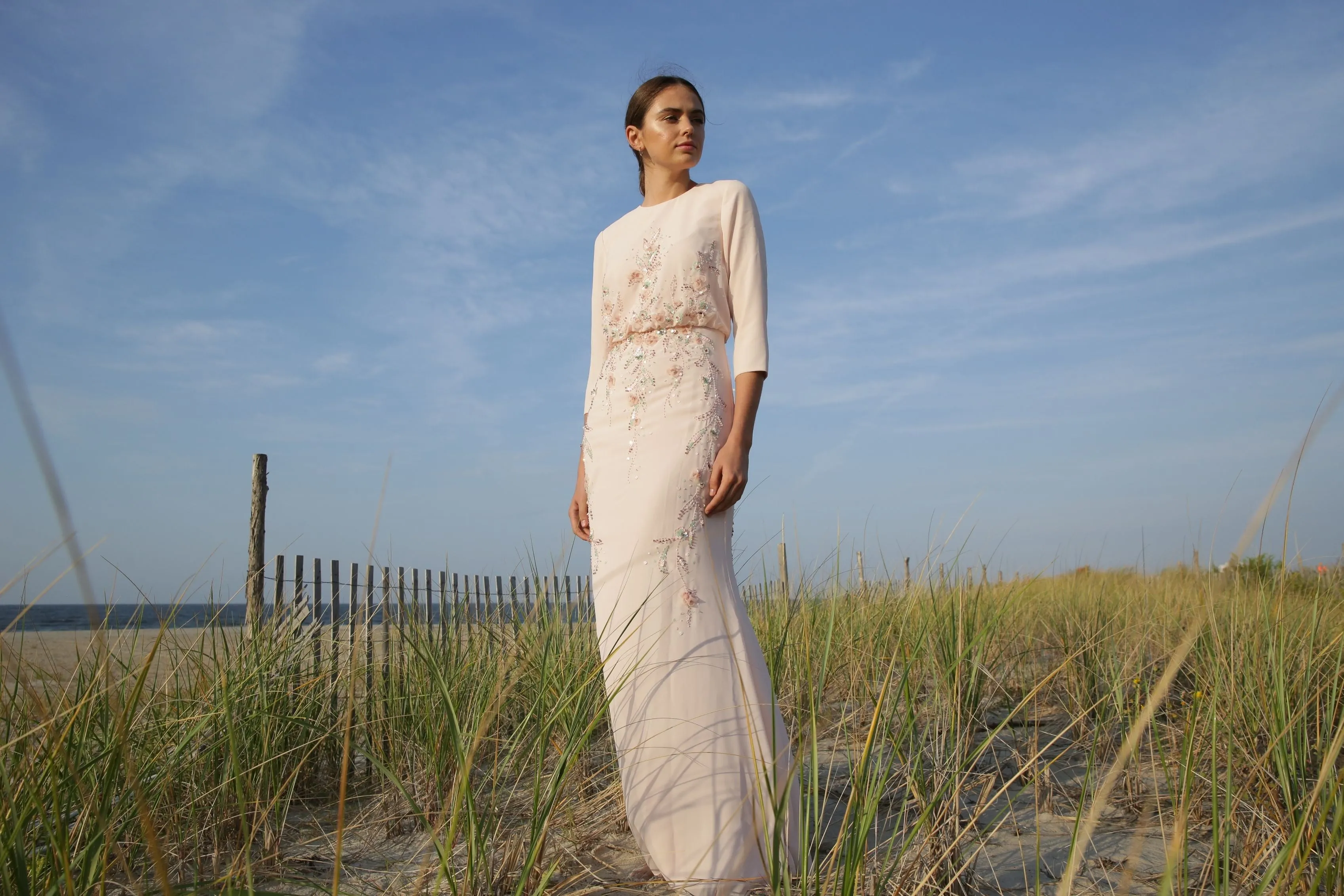 Gabrielle • Embroidered chiffon gown