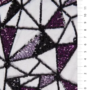 Geometric Colorful Thread Embroidery Fabric