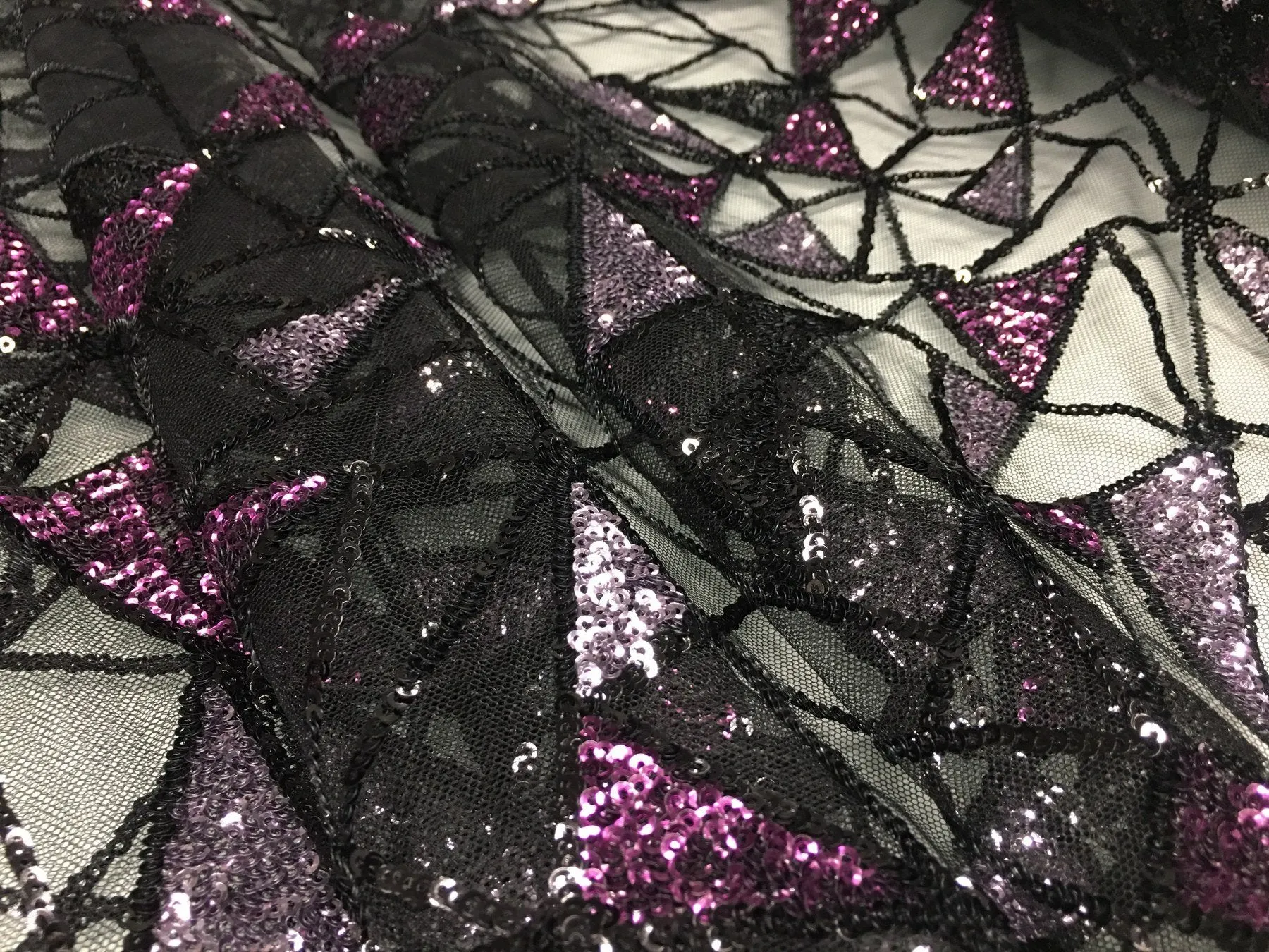 Geometric Colorful Thread Embroidery Fabric